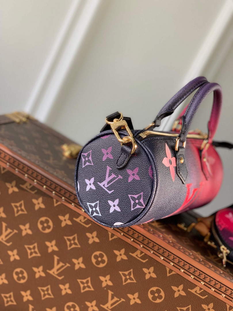 LV M59860 Louis Vuitton Papillon BB Handbag Midnight Fuchsia