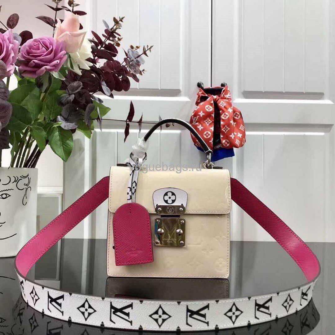 LV M90454 Louis Vuitton Spring Street Monogram Vernis Bag M90514 Beige