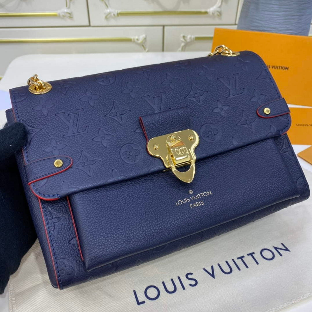 LV M52271 Louis Vuitton Vavin PM Shoulder Bag Navy Blue and Red