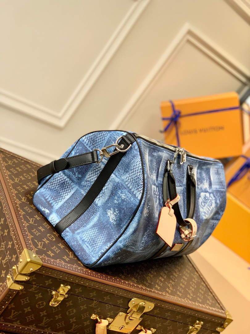 LV N50059 Louis Vuitton Keepall Bandouliere 50 Damier N50069 Ocean Blue