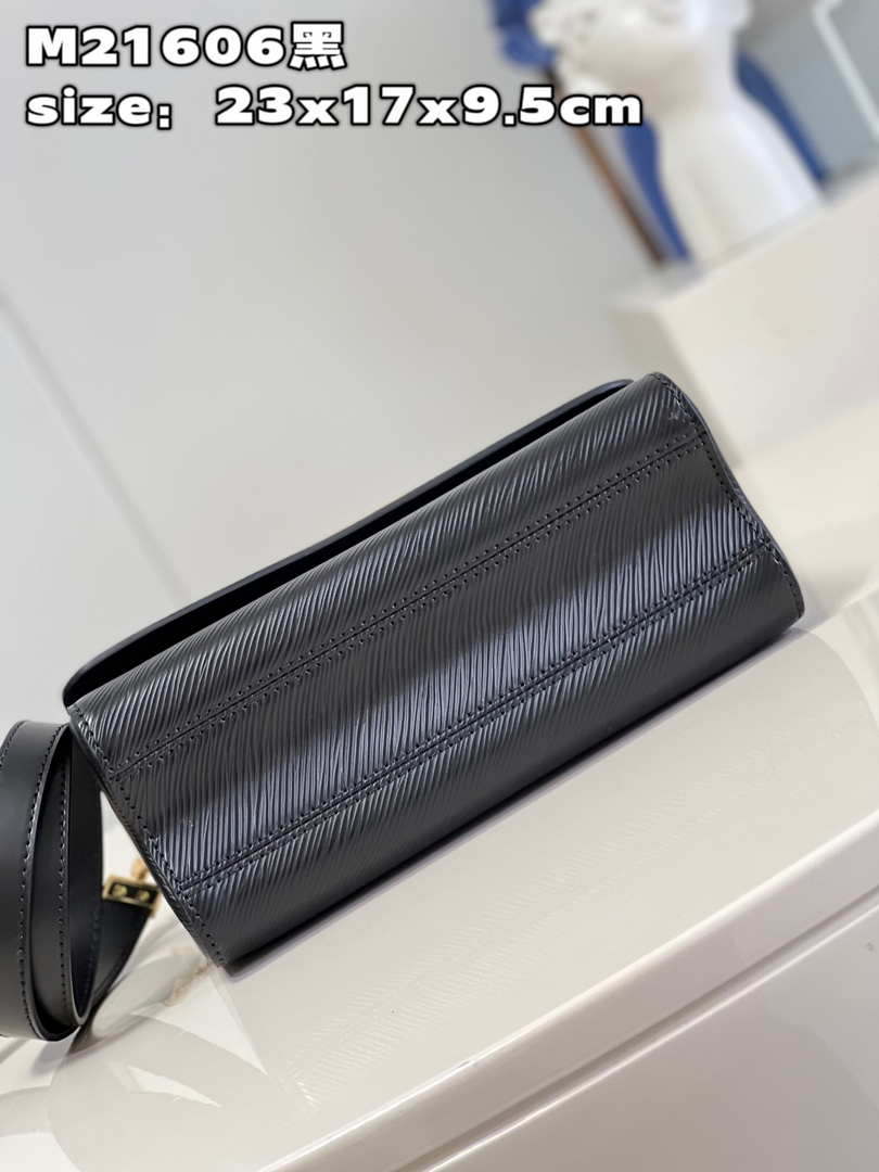 Louis Vuitton LV M20834 Twist MM Bag Epi Black with Pink