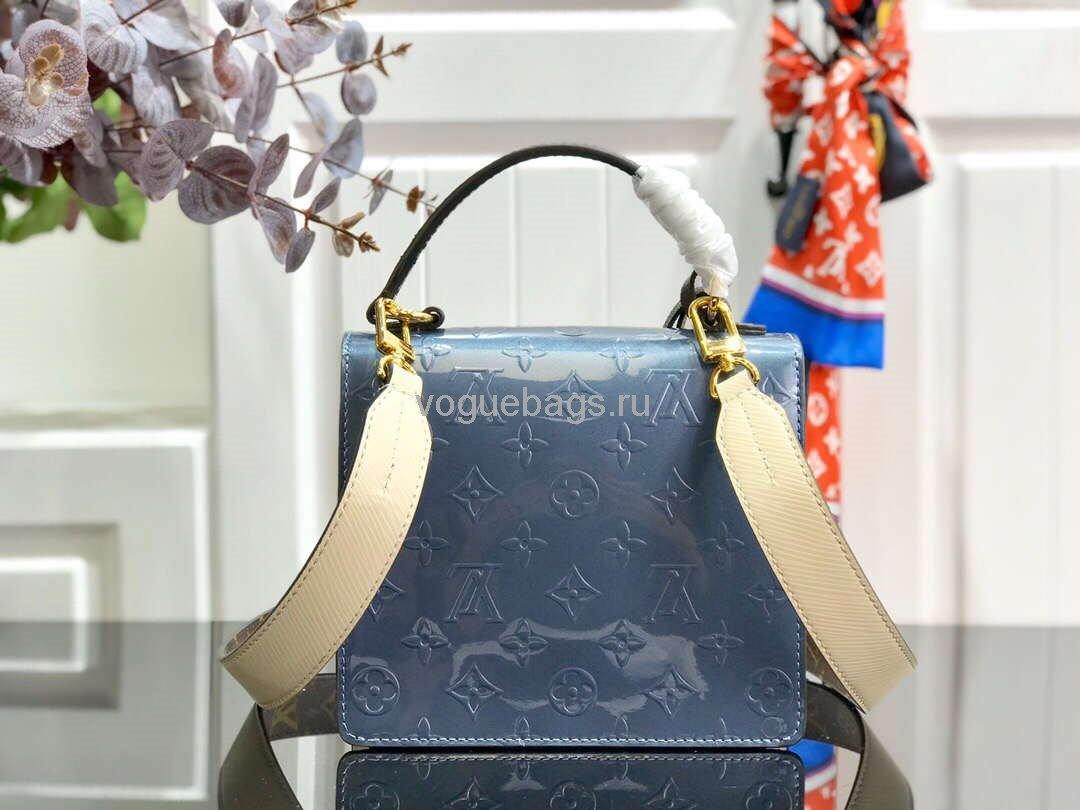 LV M90514 Louis Vuitton Spring Street Monogram Vernis Bag M90454 Blue