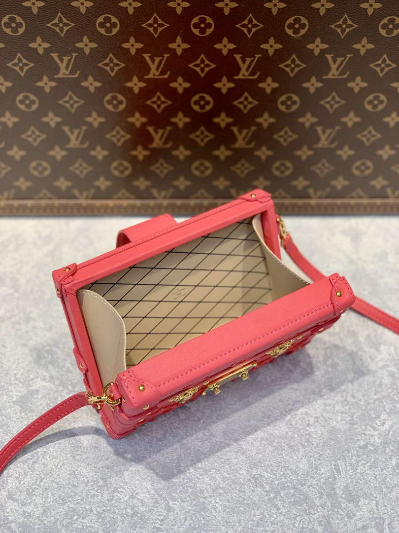 LV M20745 Louis Vuitton Petite Malle Handbag Fluo Pink