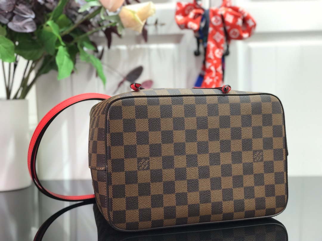 LV N40198 Louis Vuitton NONO MM Bag Damier Ebene Red