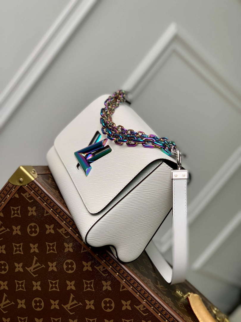 LV M22029 Louis Vuitton Twist MM Bag Epi Leather White