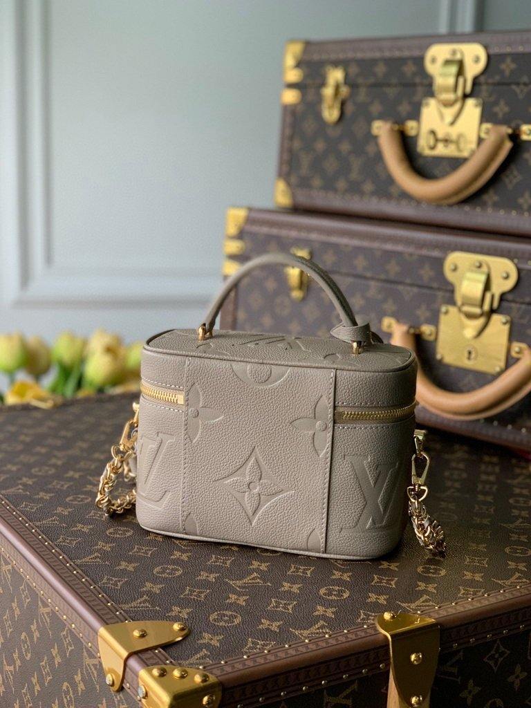 LV M45608 Louis Vuitton Vanity Pm Monogram Empreinte Leather M45599 Beige