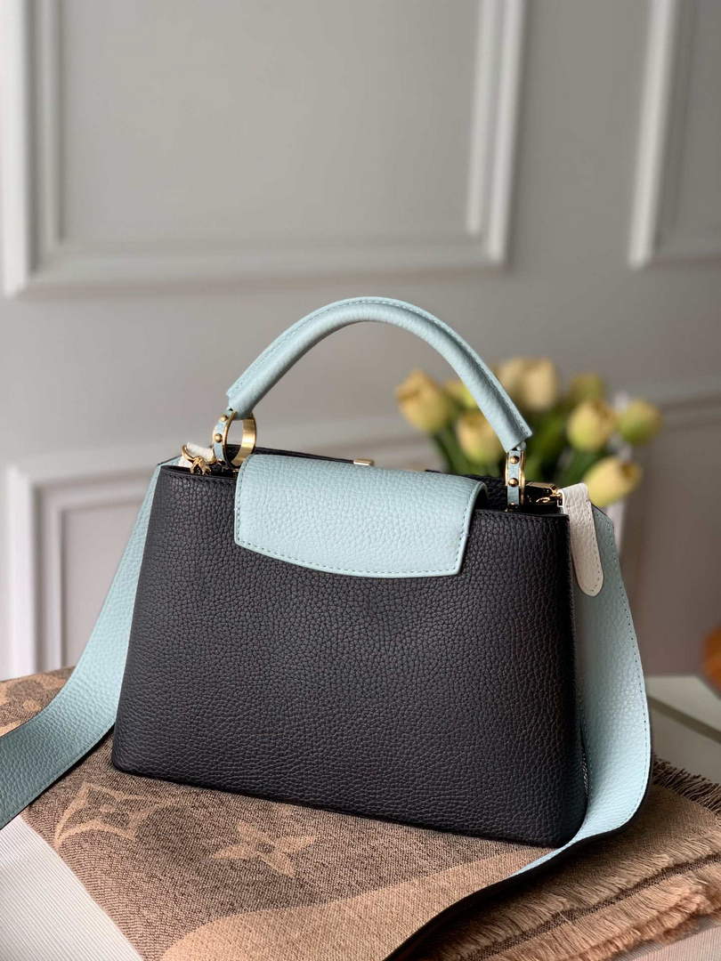 LV M57523 Louis Vuitton Capucines BB Handbag Black and Blue