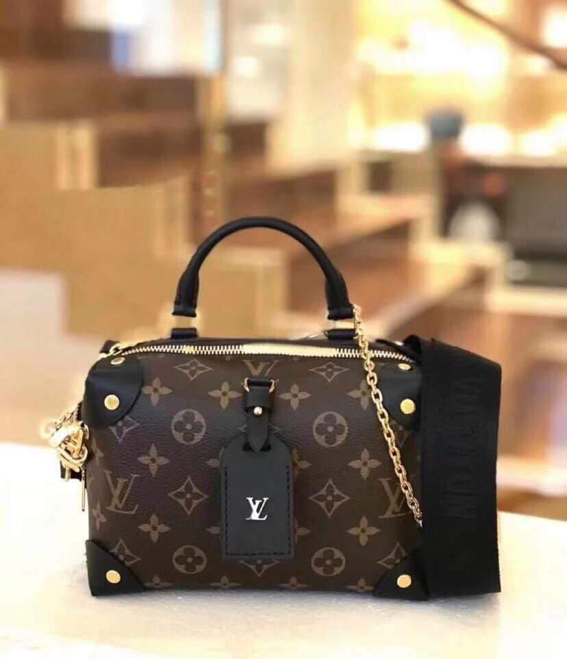 LV M45571 Louis Vuitton Petite Malle Souple Bag Monogram Black