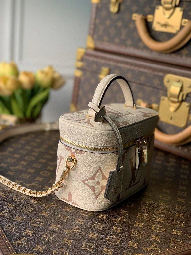 LV M45599 Louis Vuitton Vanity Pm Monogram Empreinte Leather M45608 Cream