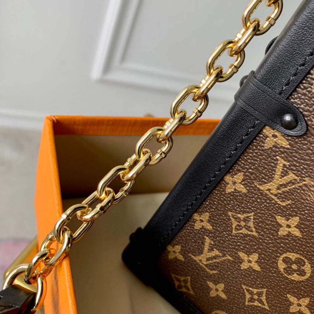LV M63913 Louis Vuitton Vertical Trunk Pochette Bag Black