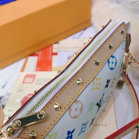LV M92649 Louis Vuitton Pochette Small Hand Bag in White
