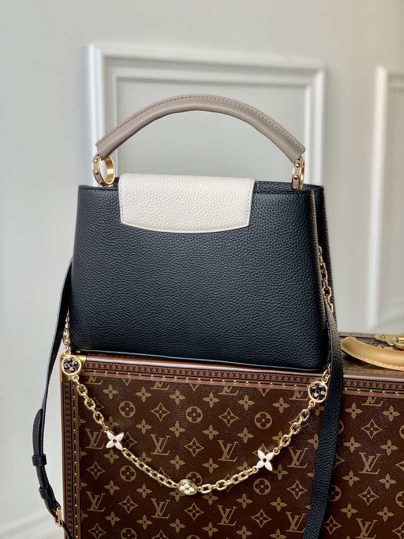 LV M20708 Louis Vuitton Capucines MM Handbag Black
