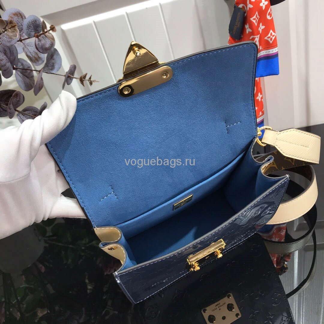 LV M90514 Louis Vuitton Spring Street Monogram Vernis Bag M90454 Blue