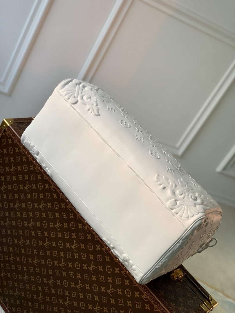 LV M21845 Louis Vuitton Keepall Bandouli��re 50 Bag Optic White