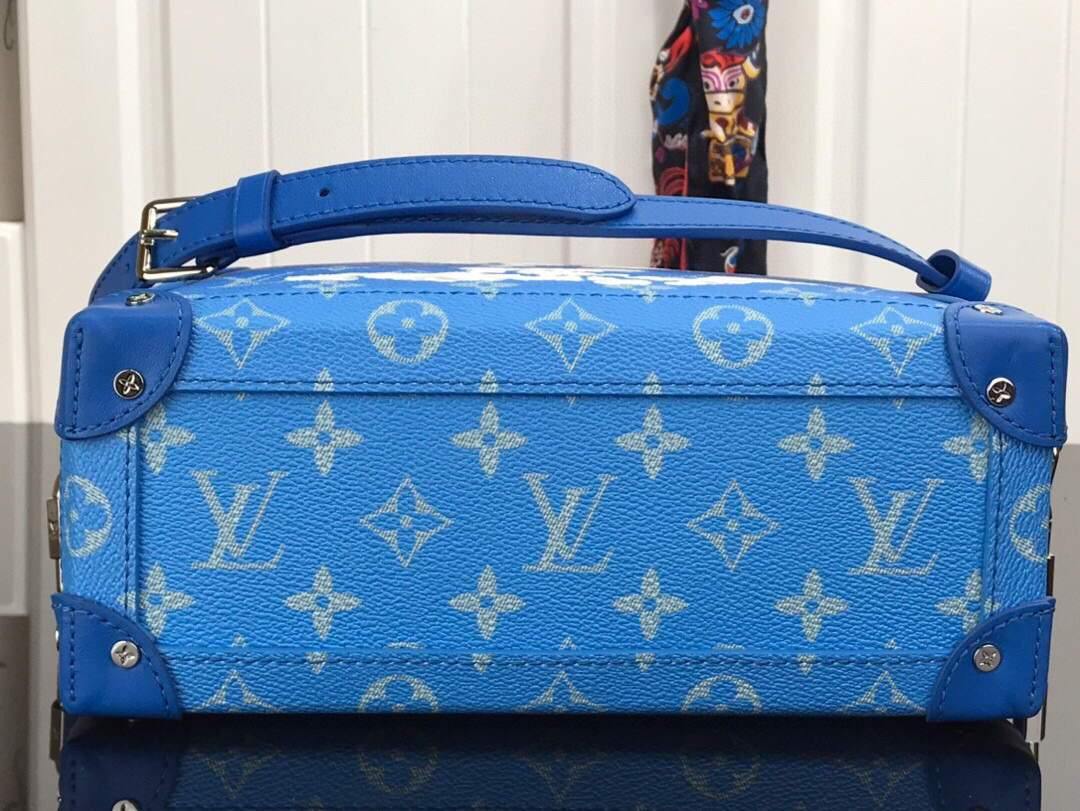 LV M45430 Louis Vuitton Petite Malle Soft Trunk Monogram Blue and White