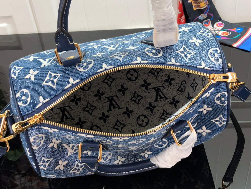 Louis Vuitton M59609 LV M59008 Speedy Bandouli��re 25cm Blue