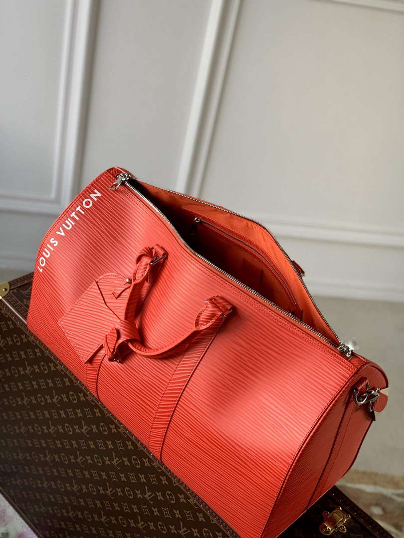 LV M23721 Louis Vuitton Keepall Bandouli��re 50 Bag Vermillion Red