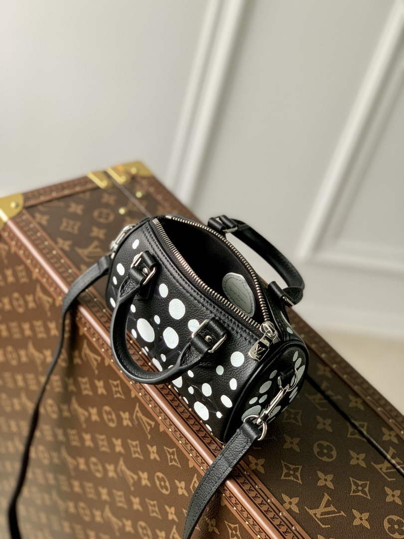 LV M81910 Louis Vuitton LV x YK Nano Speedy Bag Black and white