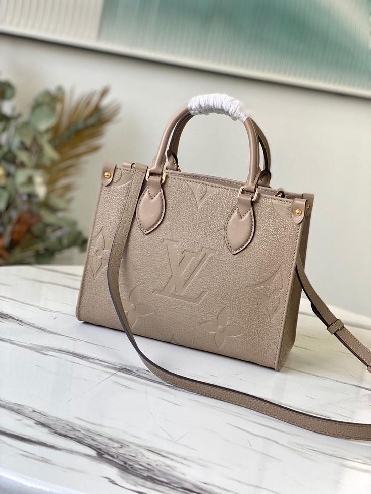 LV M45653 Louis Vuitton Onthego Pm Tote M45660 Bag Beige and Gray