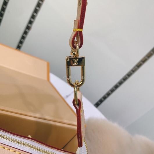 LV M92649 Louis Vuitton Pochette Small Hand Bag in White