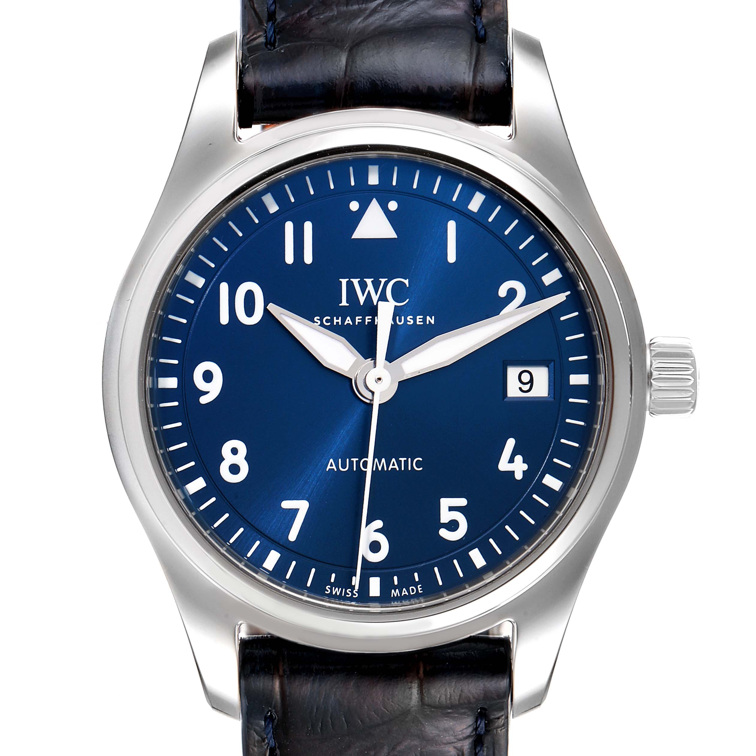 IWC Pilots Midsize Blue Dial Steel Mens Watch IW324008 Box Card Unworn