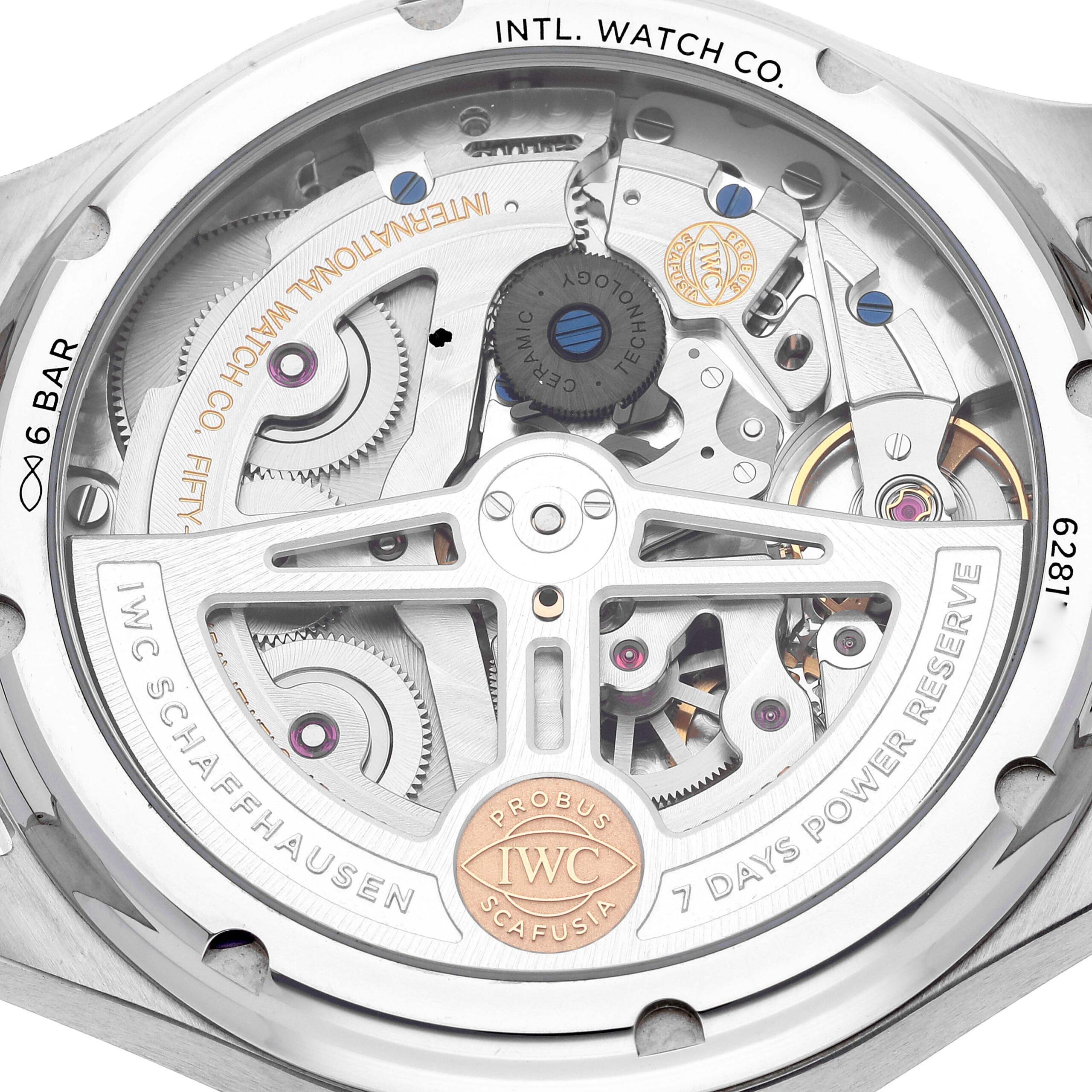 IWC Pilot Perpetual Calendar Blue Dial Steel Mens Watch IW503605 Box Card