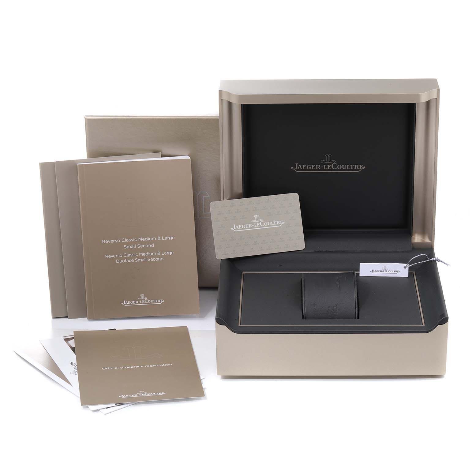 Jaeger LeCoultre Reverso Duo Day Night Mens Watch 213.8.D4 Q3848420 Box Card