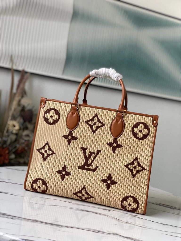 Louis Vuitton M57707 LV M57723 OnTheGo MM Tote Bag Tan