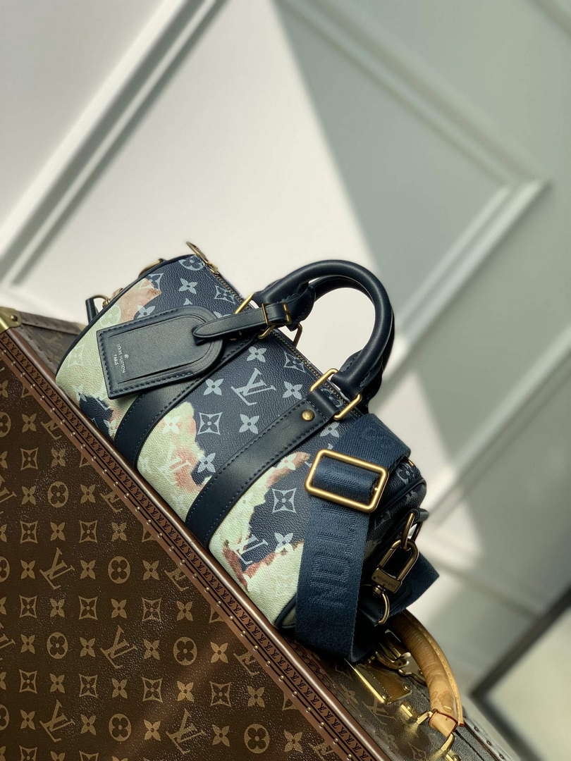 LV M46271 Louis Vuitton Keepall Bandouli��re 25 Bag Blue