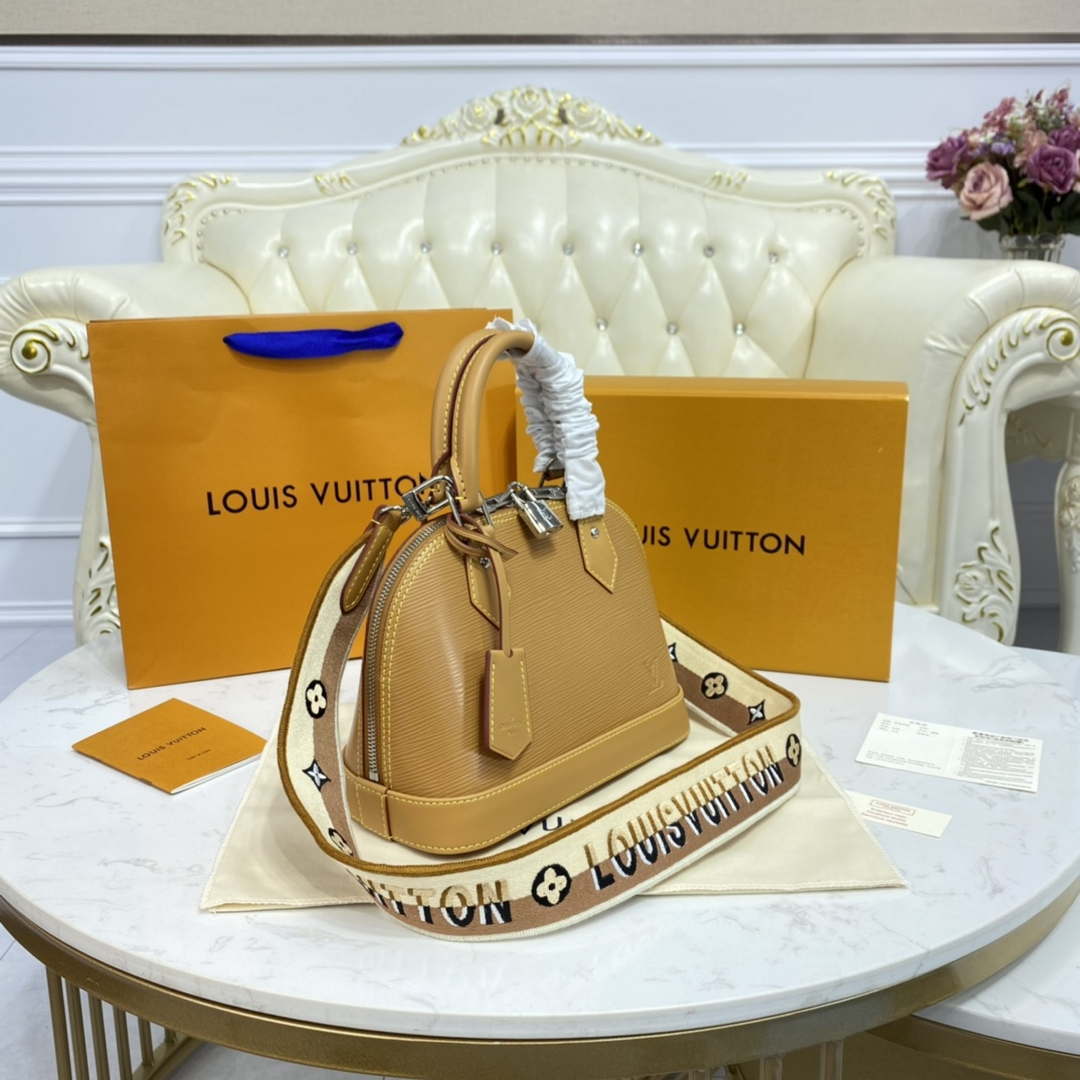 LV M57540 Louis Vuitton Alma BB Epi Handbag Caramel