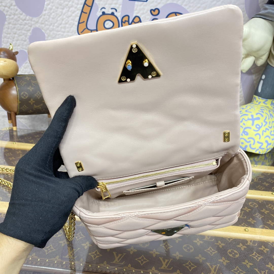 LV M23568 Louis Vuitton GO-14 MM Bag Beige/Pink