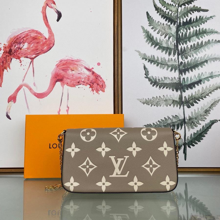 LV M69977 Louis Vuitton M80482 Game on Felicie Pochette Bag Gray and Cream
