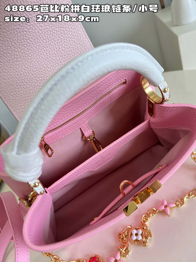 LV M22375 Louis Vuitton Capucines BB Bag Rose Chamallow Pink