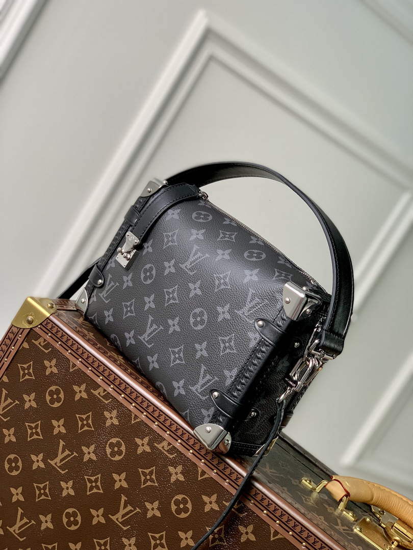 LV M46358 Louis Vuitton Side Trunk PM Handbag Black
