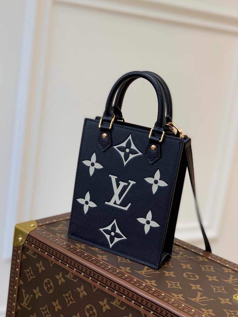 LV M57937 Louis Vuitton Petit Sac Plat Bag Black Beige