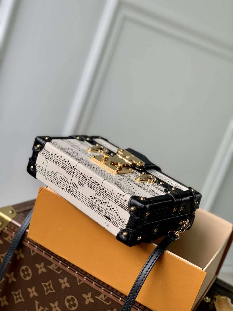 LV M22895 Louis Vuitton Petite Malle Handbag White/Black