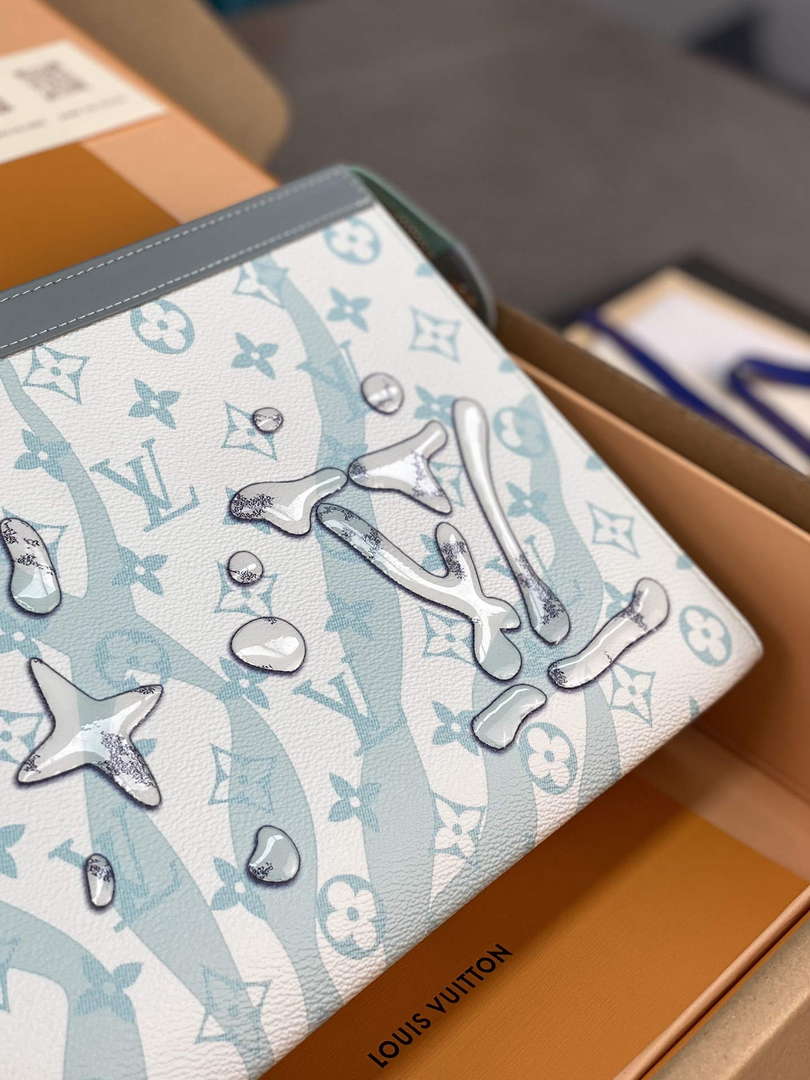 LV M22763 Louis Vuitton Pochette Voyage MM Bag Crystal Blue