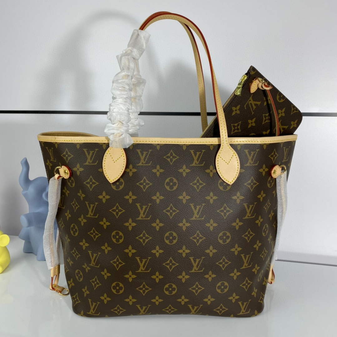 Louis Vuitton LV M40995 Neverfull MM Monogram Canvas Beige