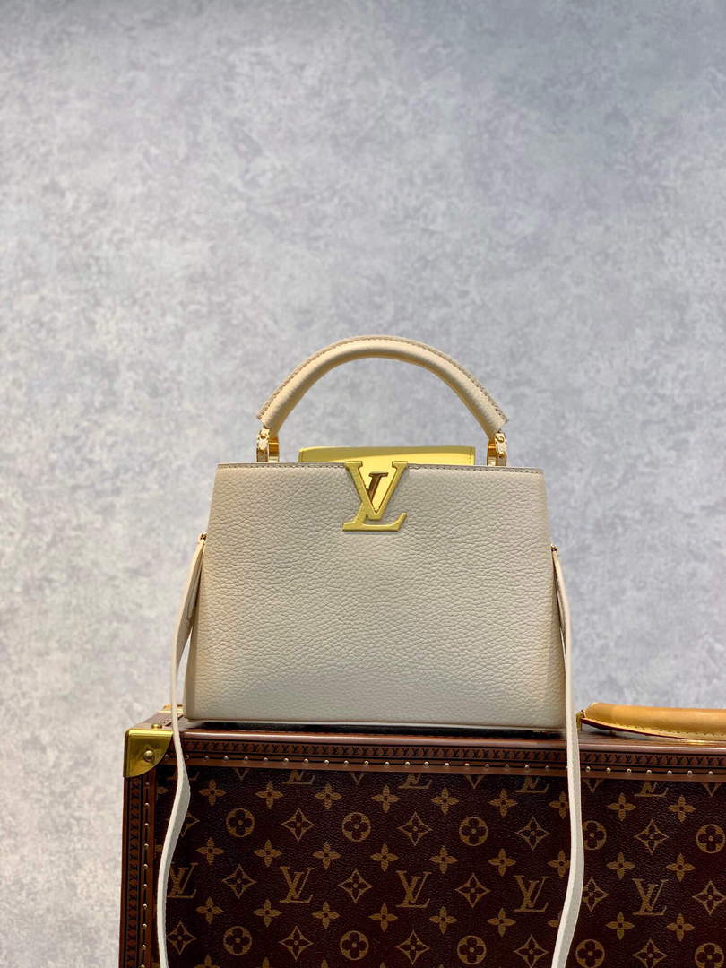 LV M59512 Louis Vuitton Capucines BB Bag Cr��me Beige / Plume Yellow