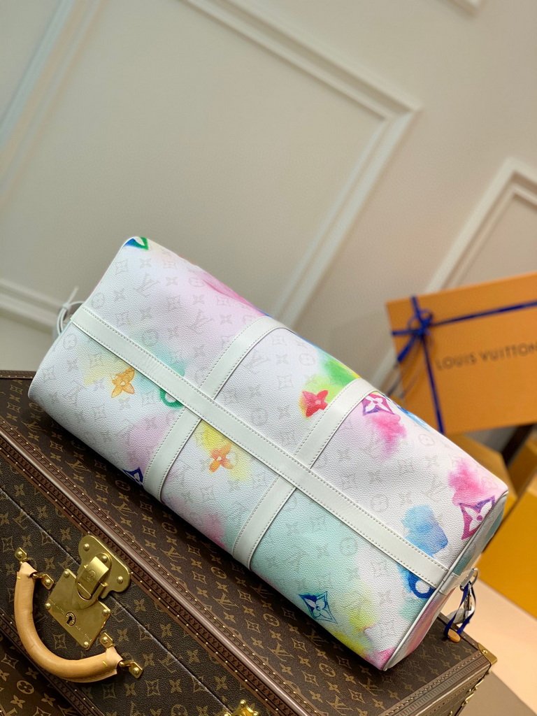 LV M45758 Louis Vuitton M41416 Keepall Bandouliere 50 Monogram Watercolour Blue coated canvas