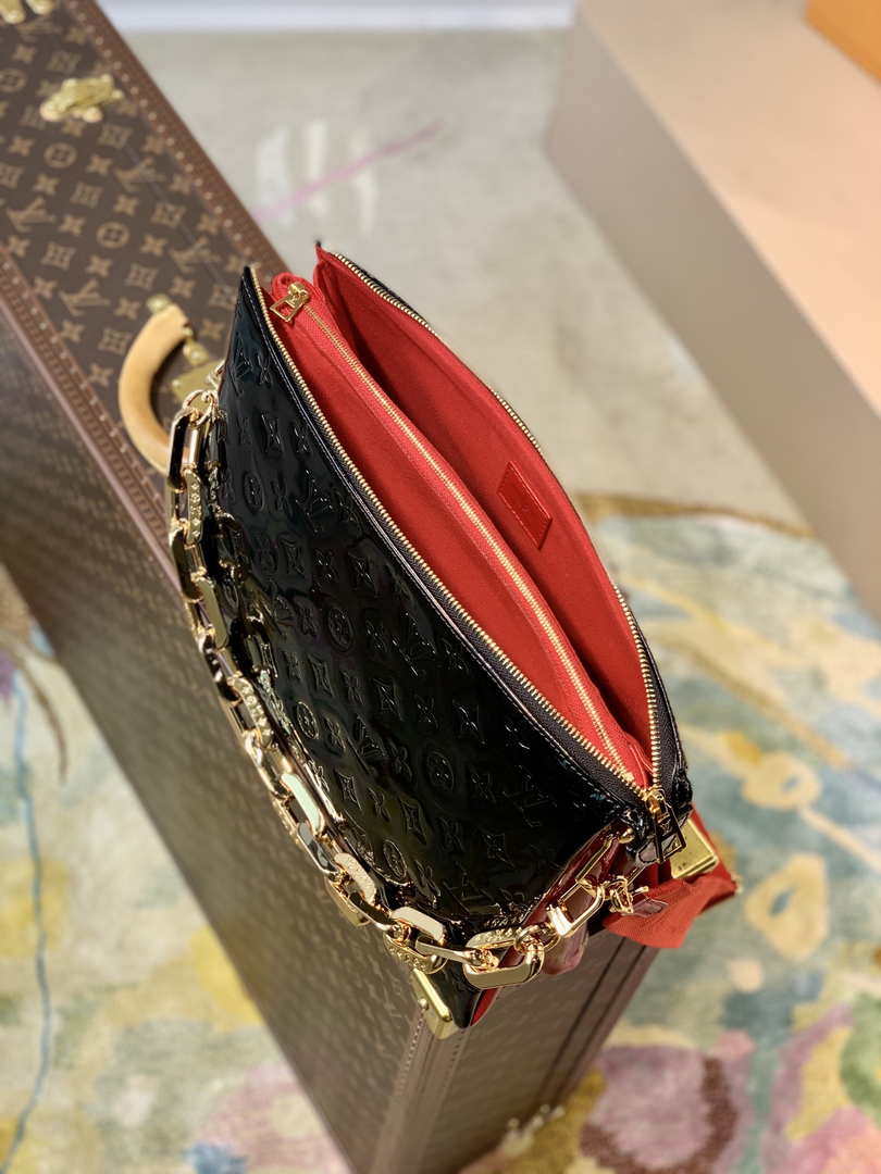 LV M20369 Louis Vuitton Coussin MM Bag Patent calfskin M57783 Black
