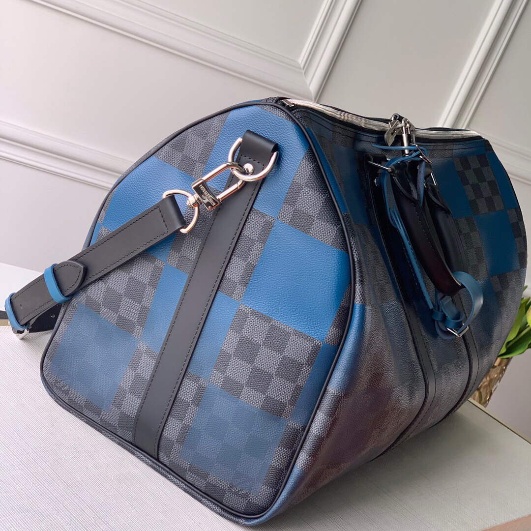 LV N40410 Louis Vuitton Keepall Bandouliere 50 Travel Bag Blue