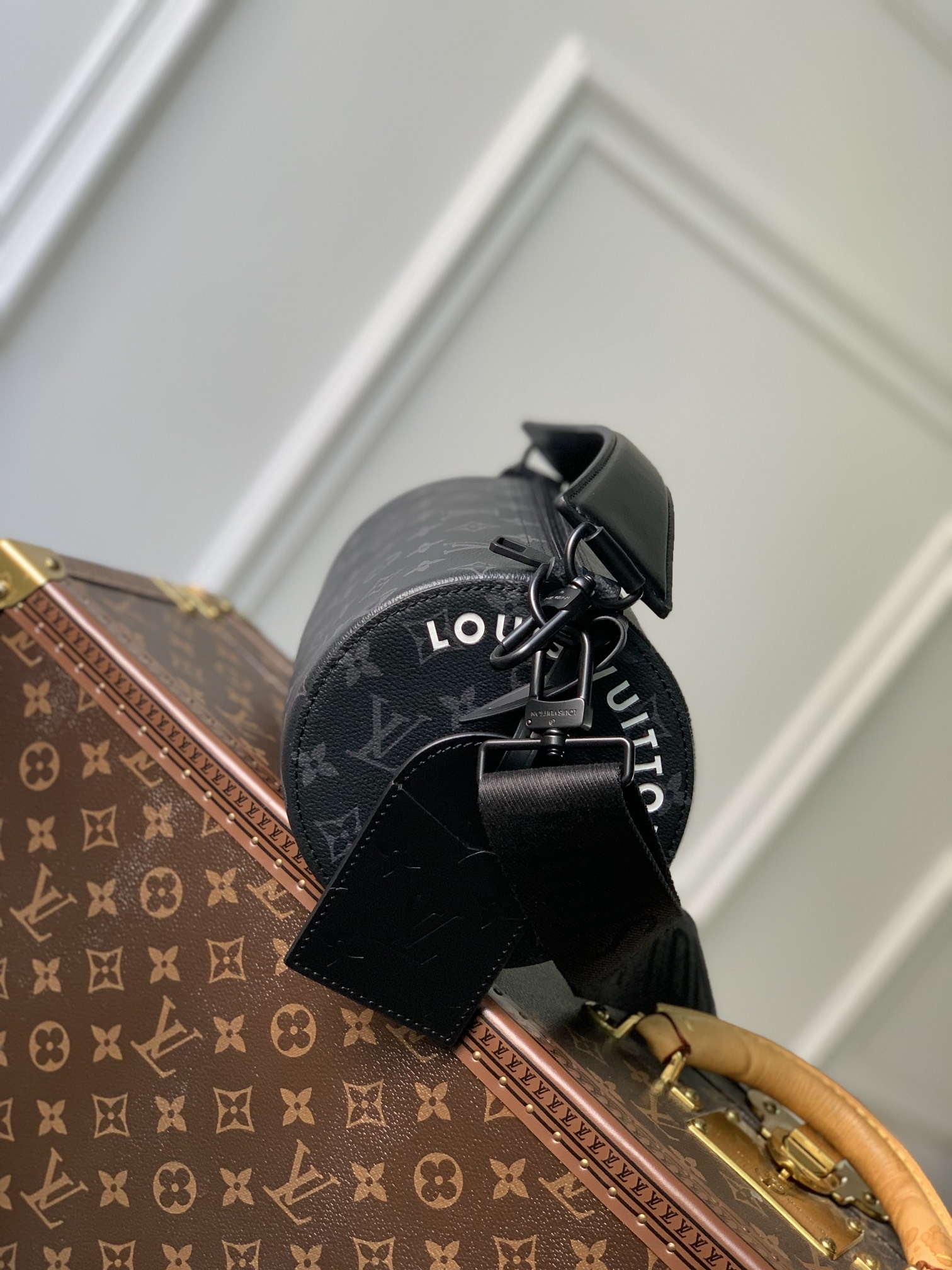 LV M46796 Louis Vuitton Soft Polochon PM Monogram Eclipse