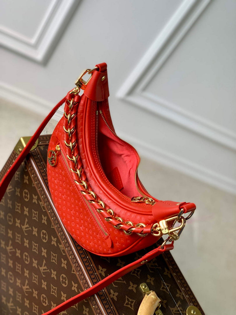 LV M22594 Louis Vuitton Loop Baguette Handbag Red