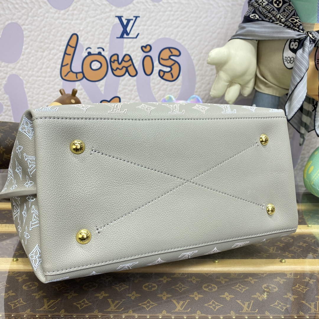 LV M23396 Louis Vuitton Carmel Hobo Bag Mahina Leather Gray