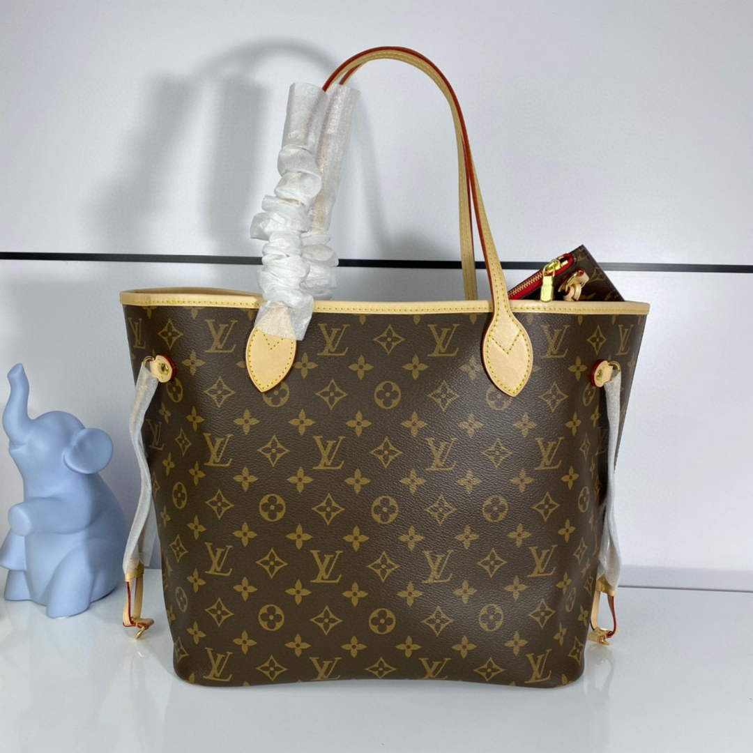 Louis Vuitton LV M41177 Neverfull MM Monogram Canvas Cerise Red