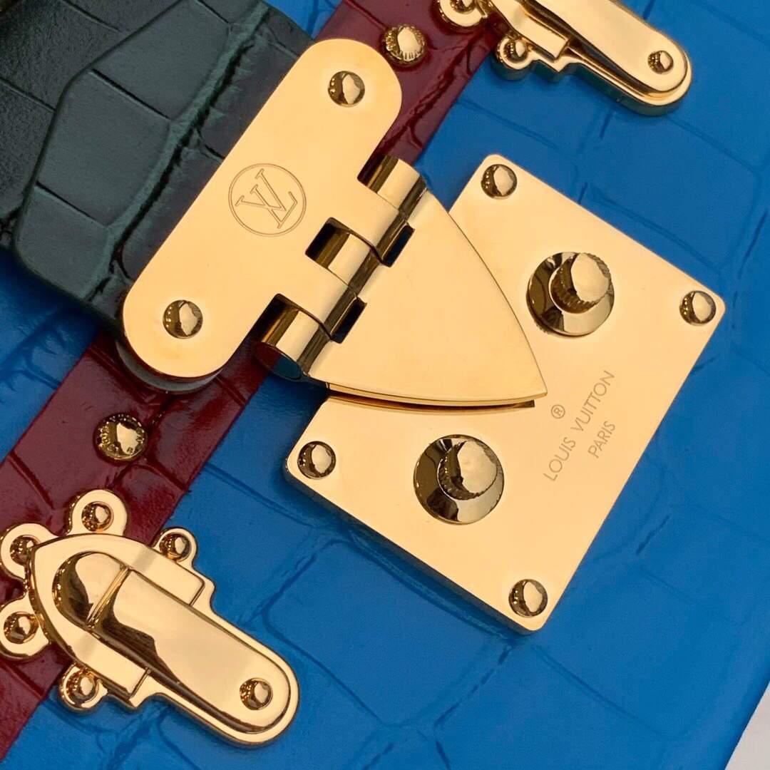 LV N93808 Louis Vuitton Petite Malle crocodilien brillant Bag N93144 Blue