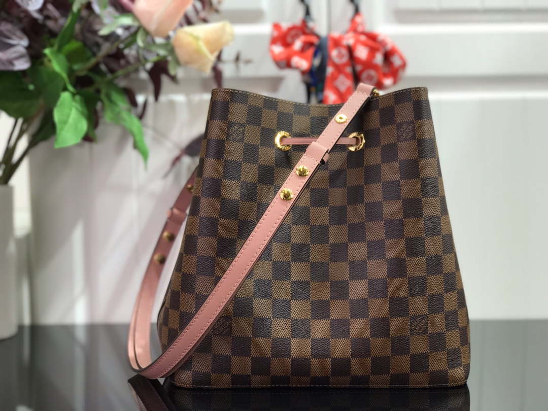 LV N40198 Louis Vuitton NONO MM Bag Damier Ebene Venus Pink