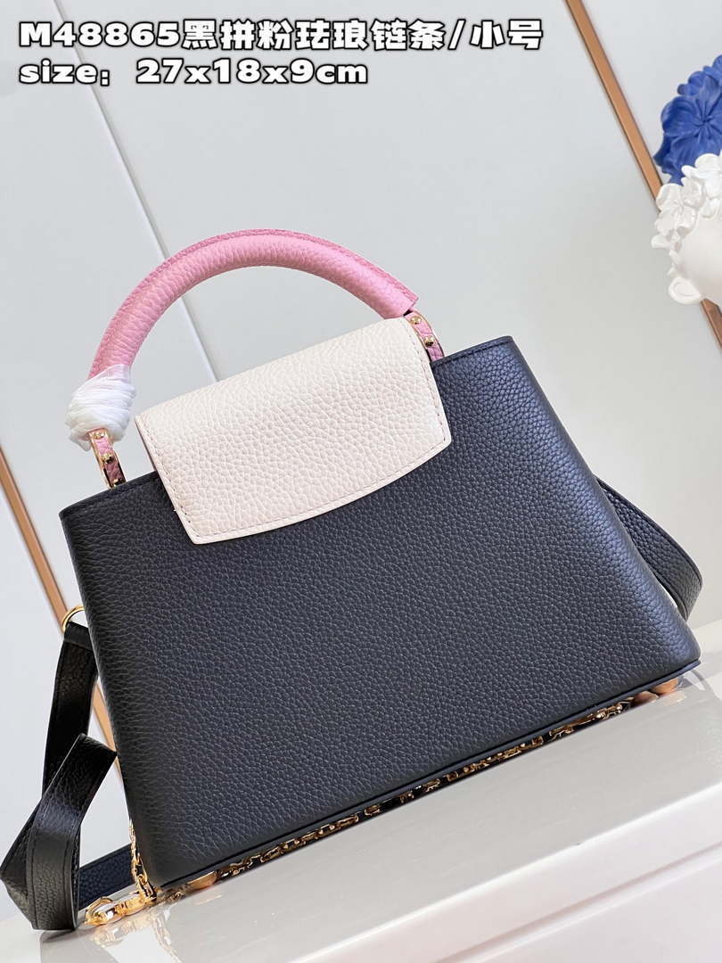 LV M22512 Louis Vuitton Capucines BB Bag Black and Pink