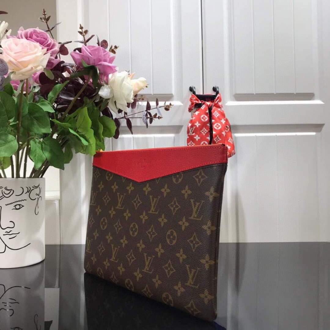 LV M64591 Louis Vuitton Daily Pouch Monogram Canvas Bag M62942 Red